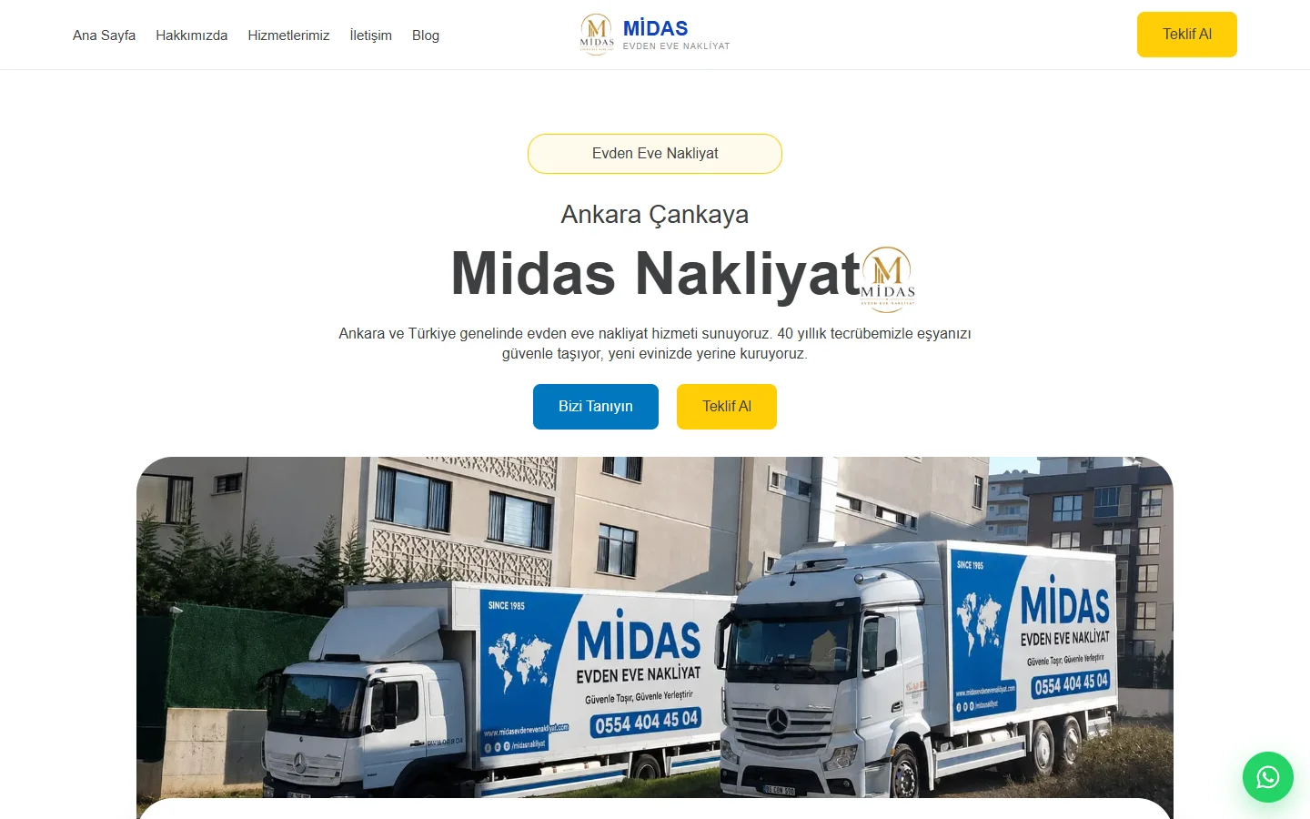 Midas Evden Eve Nakliyat web sitesi